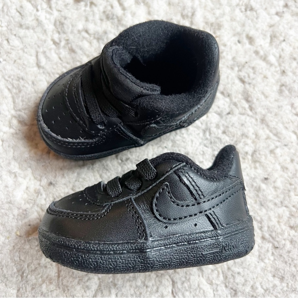 Nike Solid Black Air Force 1 Af1 Crib Style Shoes Size 1C